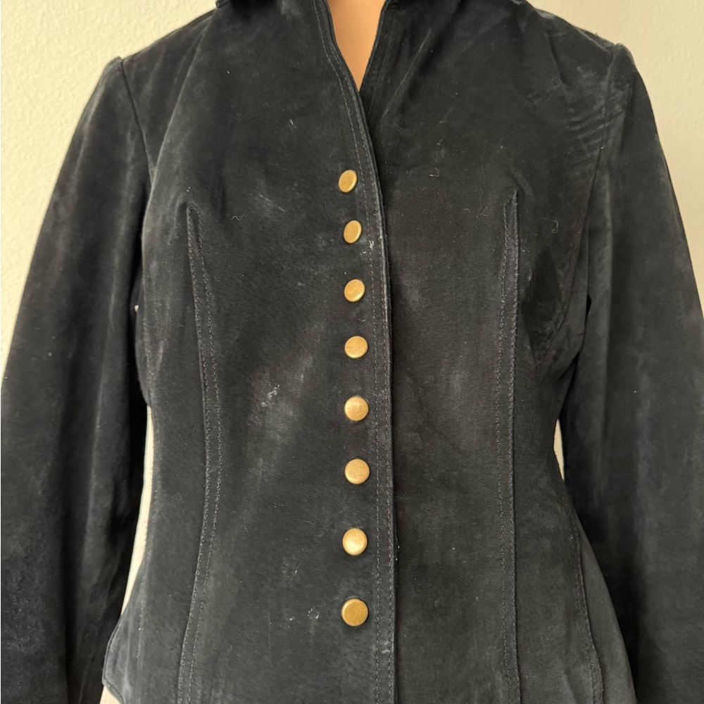 COLDWATER CREEK 100% Suede Leather Women's Black Jacket Size PS